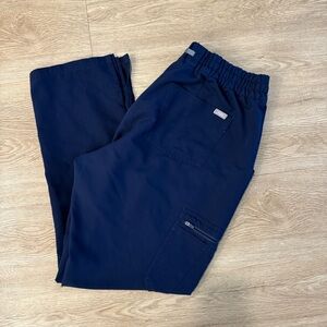 Figs Blue Yola Scrub Cargo Pants with Elastic Waistband. Size L